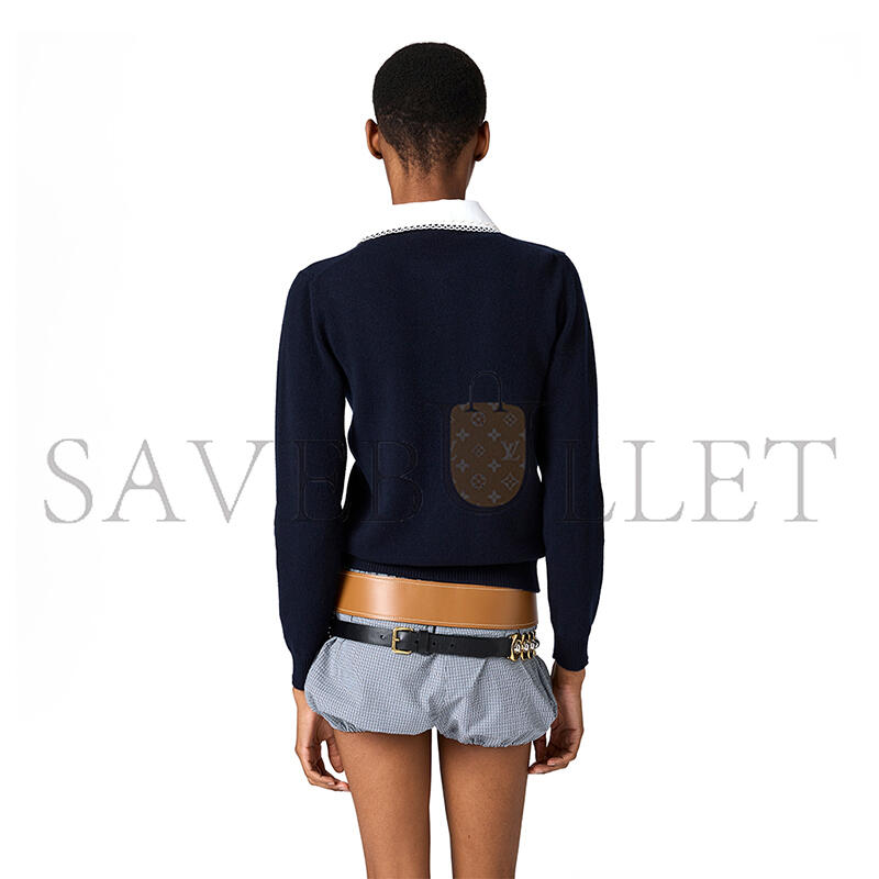 M1v M1v cashmere cardigan with embroidered poplin collar mmf01s